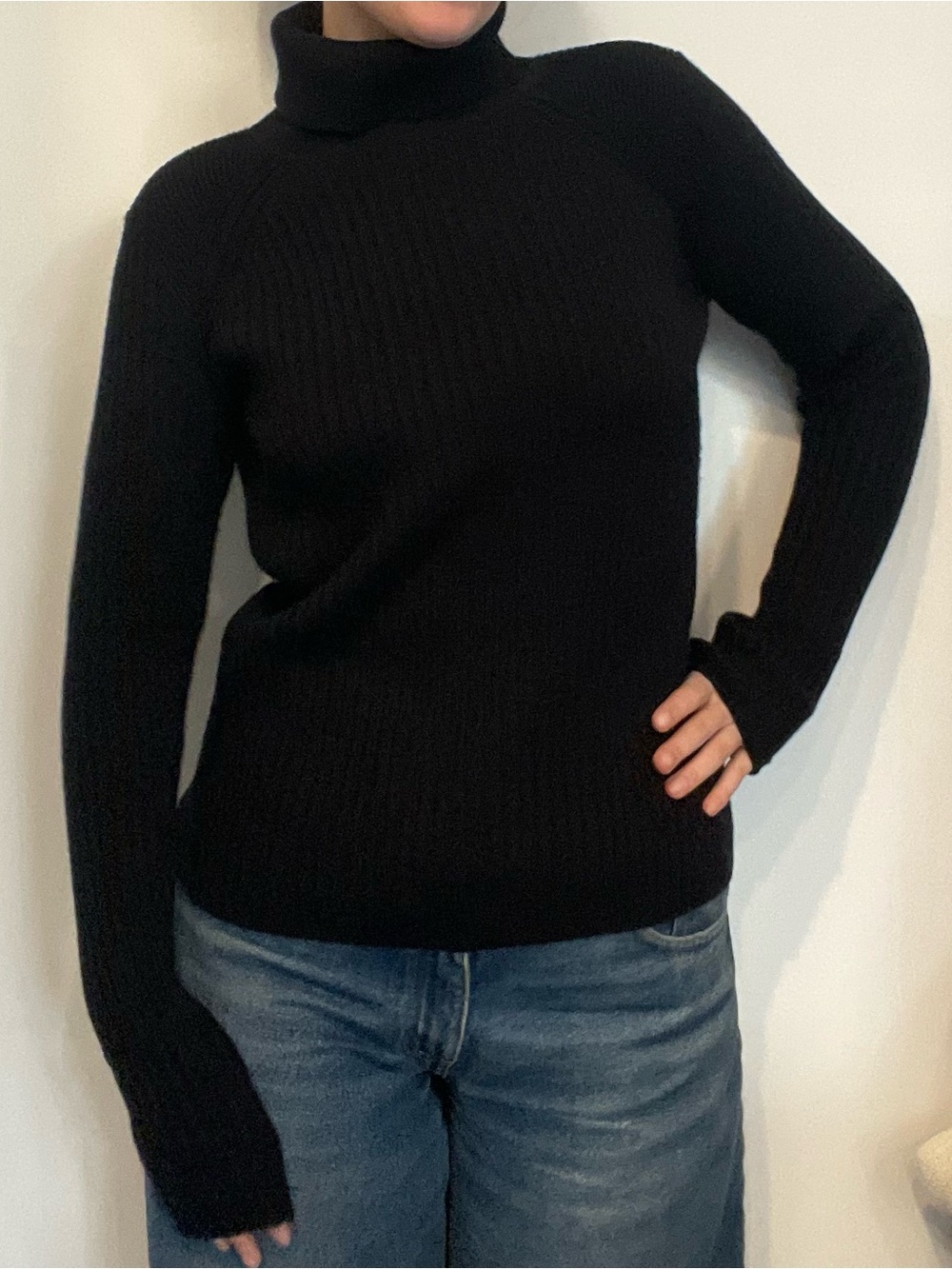 Club Monaco Classic Black Turtleneck Sweater - Women's Knit Pullover